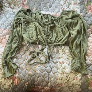 Green Cropped Blouse